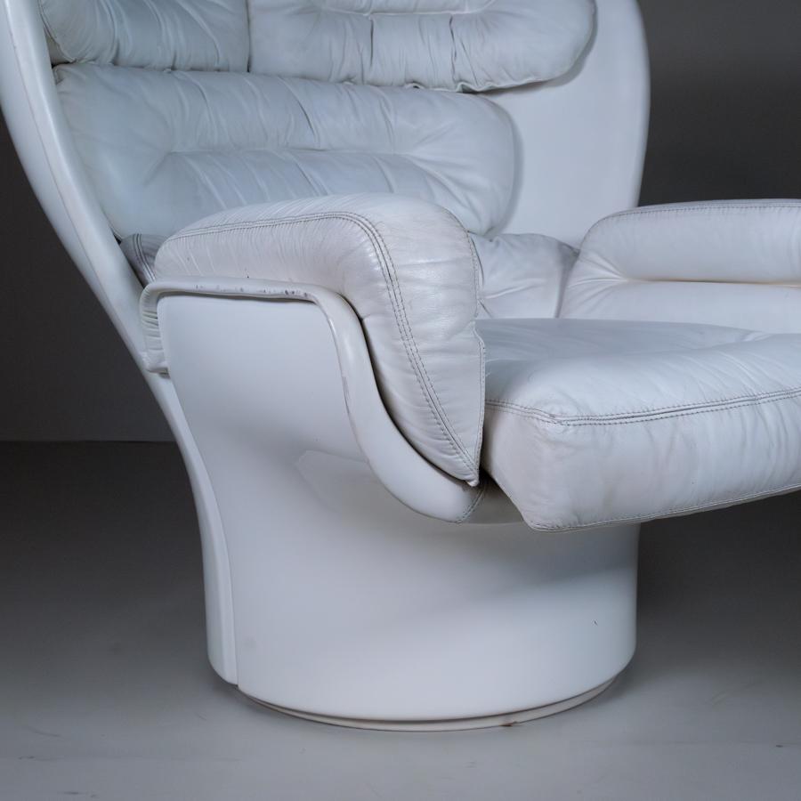 Elda Armchair, Joe Colombo for Conforti, white leather, 1975 For Sale 2