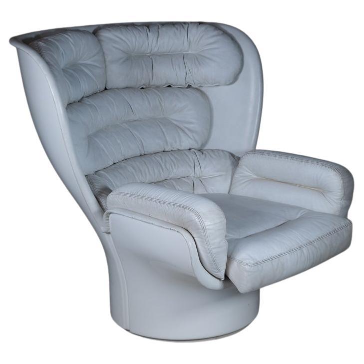 Elda Armchair, Joe Colombo for Conforti, white leather, 1975 For Sale
