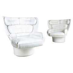 Elda Armchair Joe Colombo for Conforti white leather, 1975, set di 2
