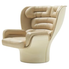 Elda Chair in Cream Leather by Joe Colombo for Comfort Italy