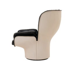 Elda Chair, Joe Colombo, Comfort, Black and Creme, Italy, circa 1970