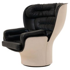 Elda Chair, Joe Colombo, Comfort, Black and Creme, Italy, circa 1970