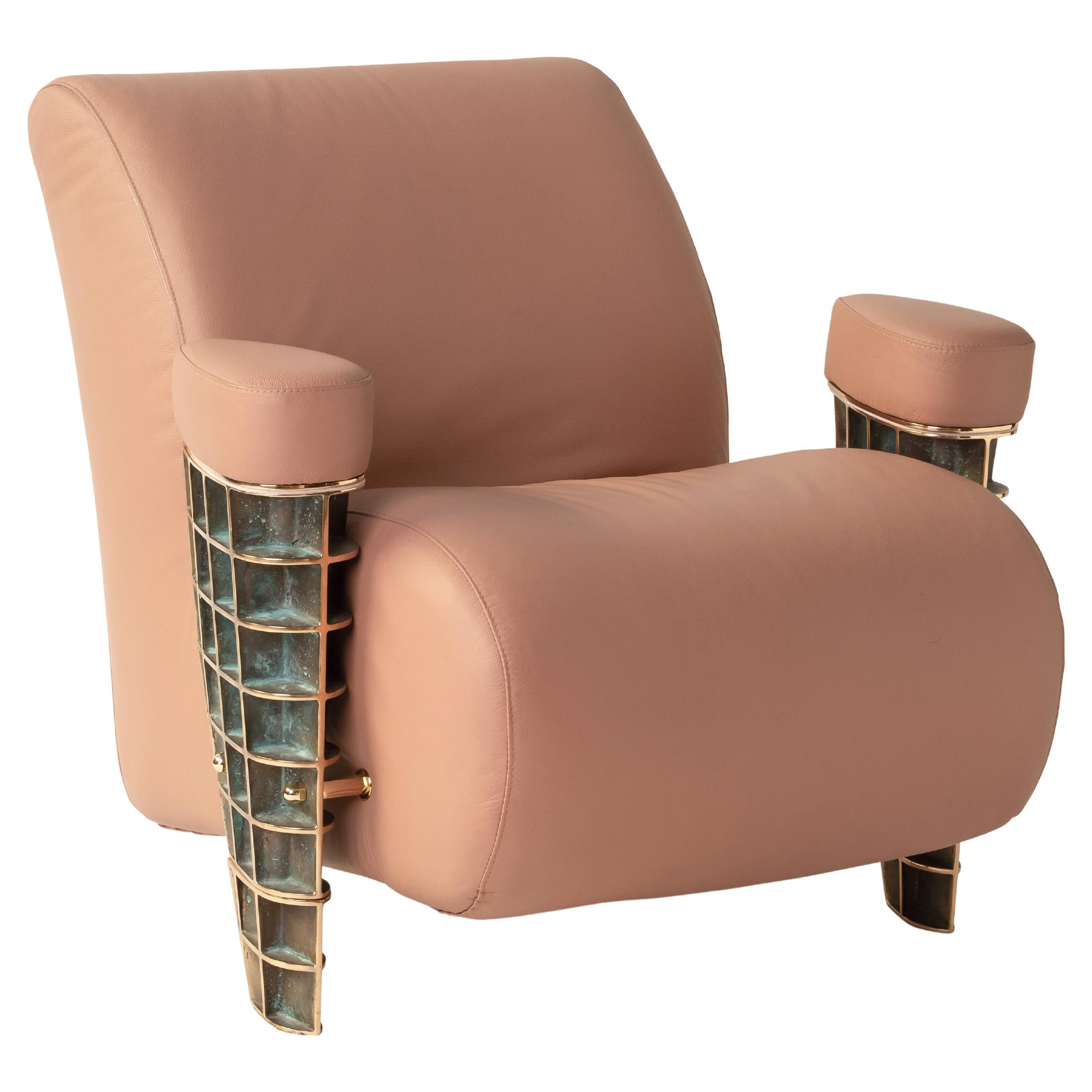 Elvira Armchair Bespoke Masterpiece by Angela Ardisson Bronze and Leather For Sale