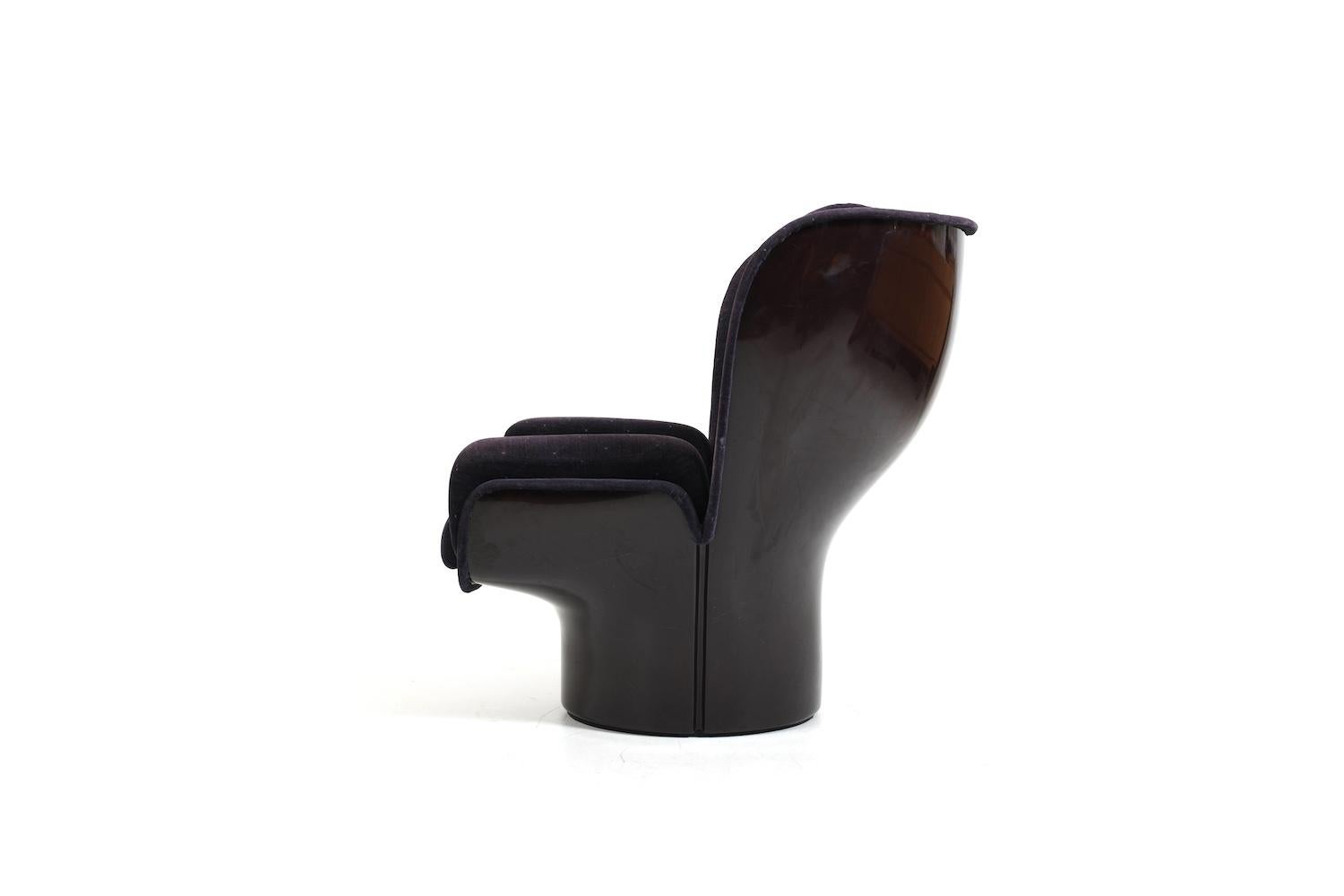 Velvet Elda Lounge Chair by Joe Colombo for Comfort 1963