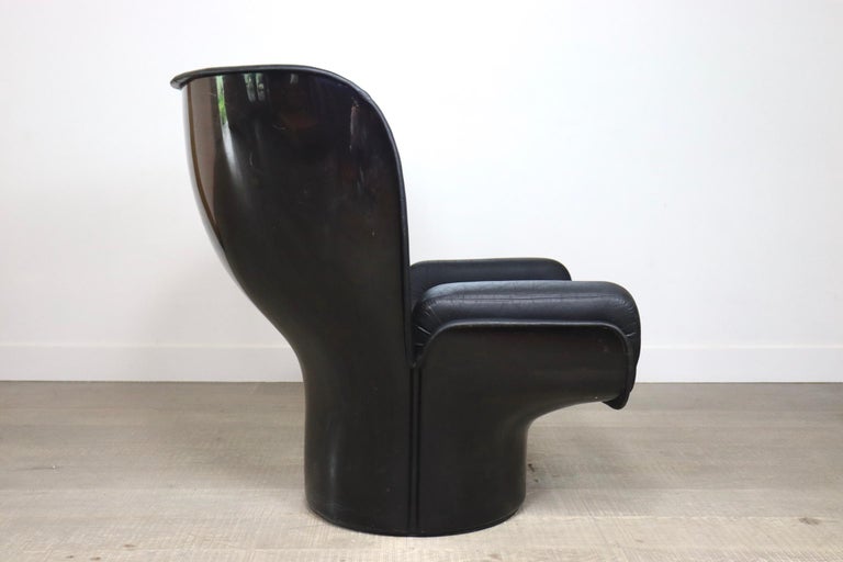 Leather Elda Lounge Chair by Joe Colombo for Comfort Italy 1970s