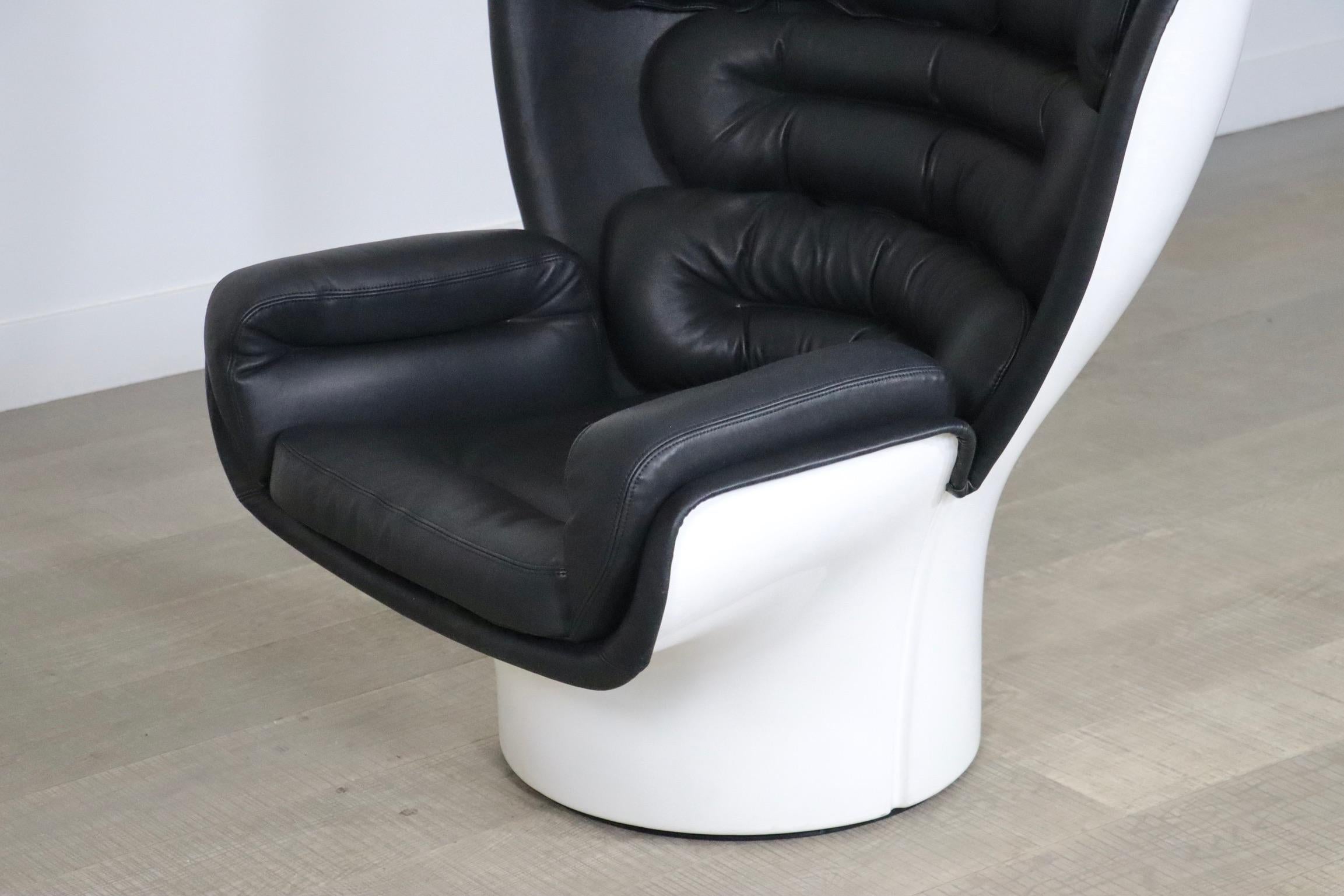 Mid-20th Century Elda Lounge Chair In Black Leather By Joe Colombo For Comfort Italy 1970s For Sale