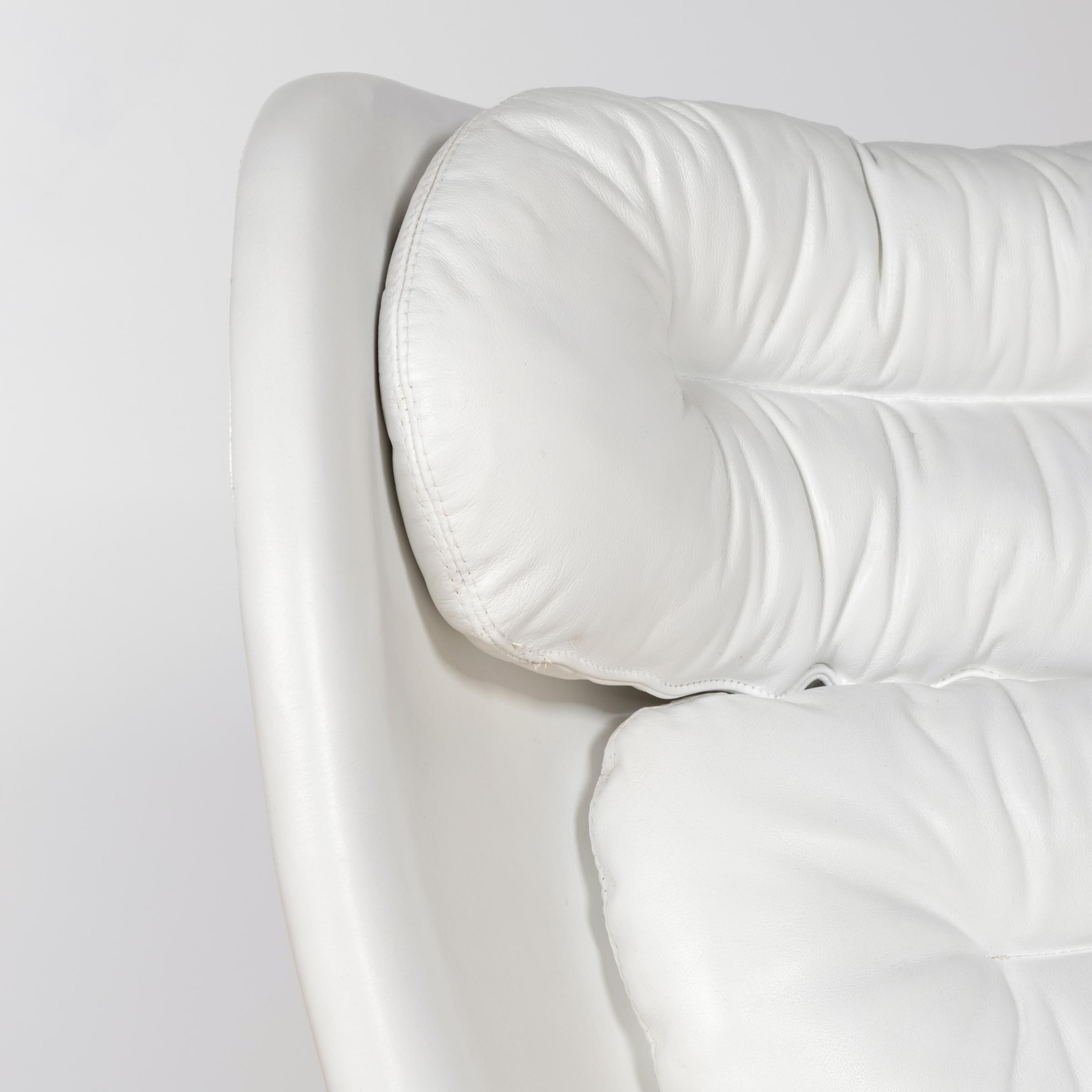 Elda Lounge Chair in White Leather by Joe Colombo 5