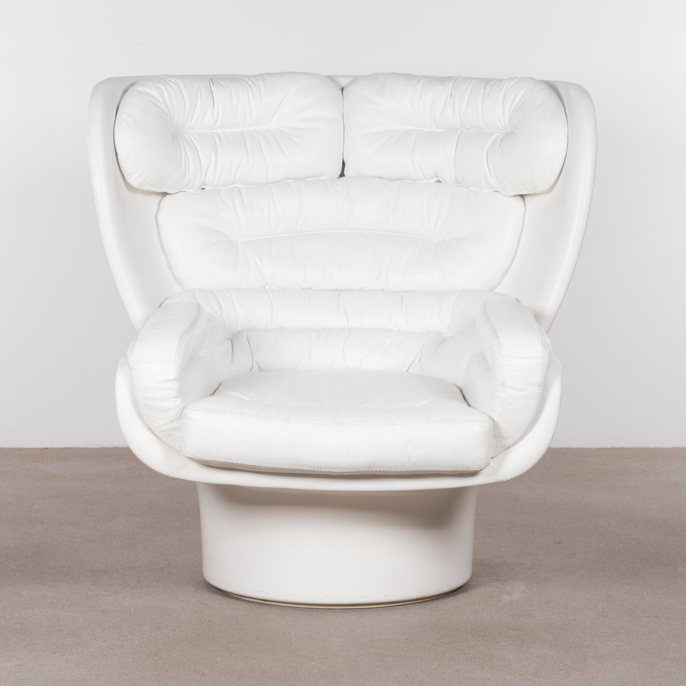 Elda Lounge Chair in White Leather by Joe Colombo 1