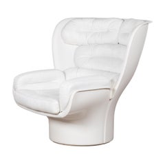 Elda Lounge Chair in White Leather by Joe Colombo