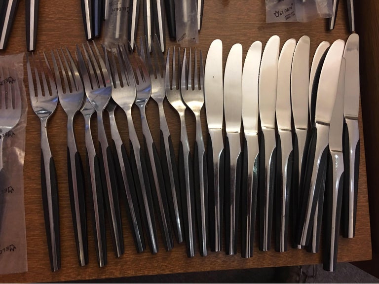 Eldan Flatware with Ebonized Resin Handles set Service for 10 at