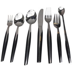 Eldan Flatware with Ebonized Resin Handles set Service for 10