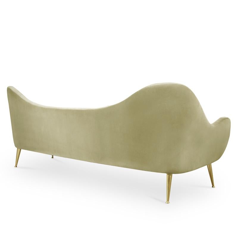 Portuguese Eldorado Sofa with Cotton Velvet in Mandel Green Finish For Sale