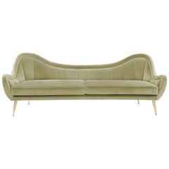 Eldorado Sofa with Cotton Velvet in Mandel Green Finish