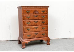 Eldred Wheeler Diminutive Chippendale Style Tiger Maple 5 Drawer Chest (Cassettone)