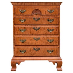 Eldred Wheeler Diminutive Chippendale Style Tiger Maple 5 Drawer Chest