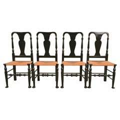 Eldred Wheeler Early American Rush Seat Dining Chairs, Set of Four