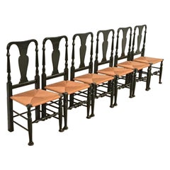 Eldred Wheeler Early American Rush Seat Dining Chairs, Set of Six