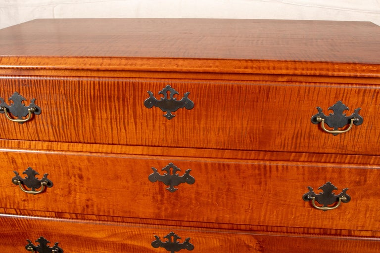 Eldred Wheeler 'Hingham, MA' Tiger Maple Chest of Four Drawers at