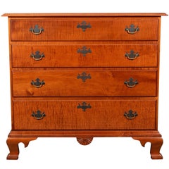 Used Eldred Wheeler 'Hingham, MA' Tiger Maple Chest of Four Drawers