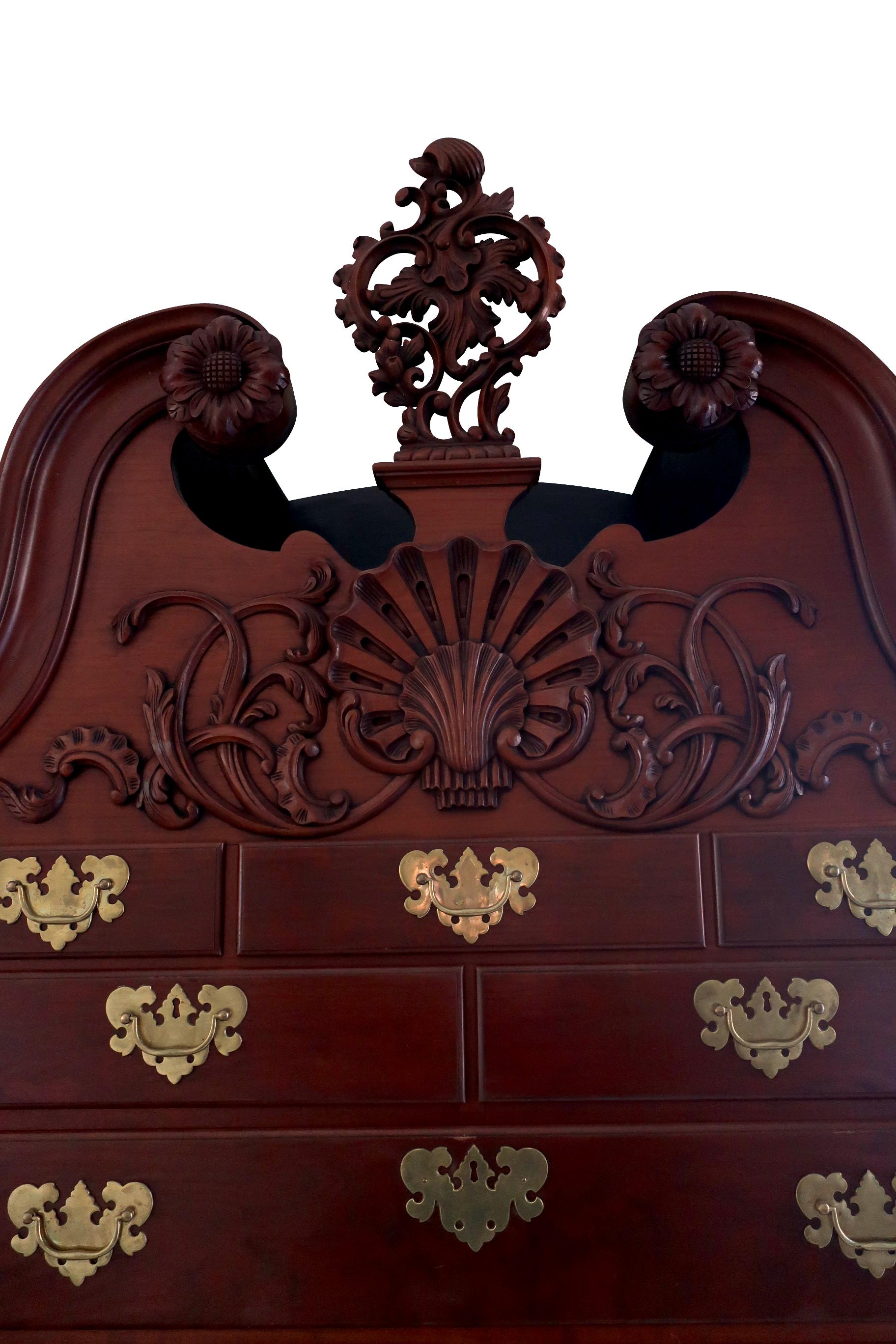 Chippendale Eldred Wheeler Philadelphia Cherry Highboy with Finial 