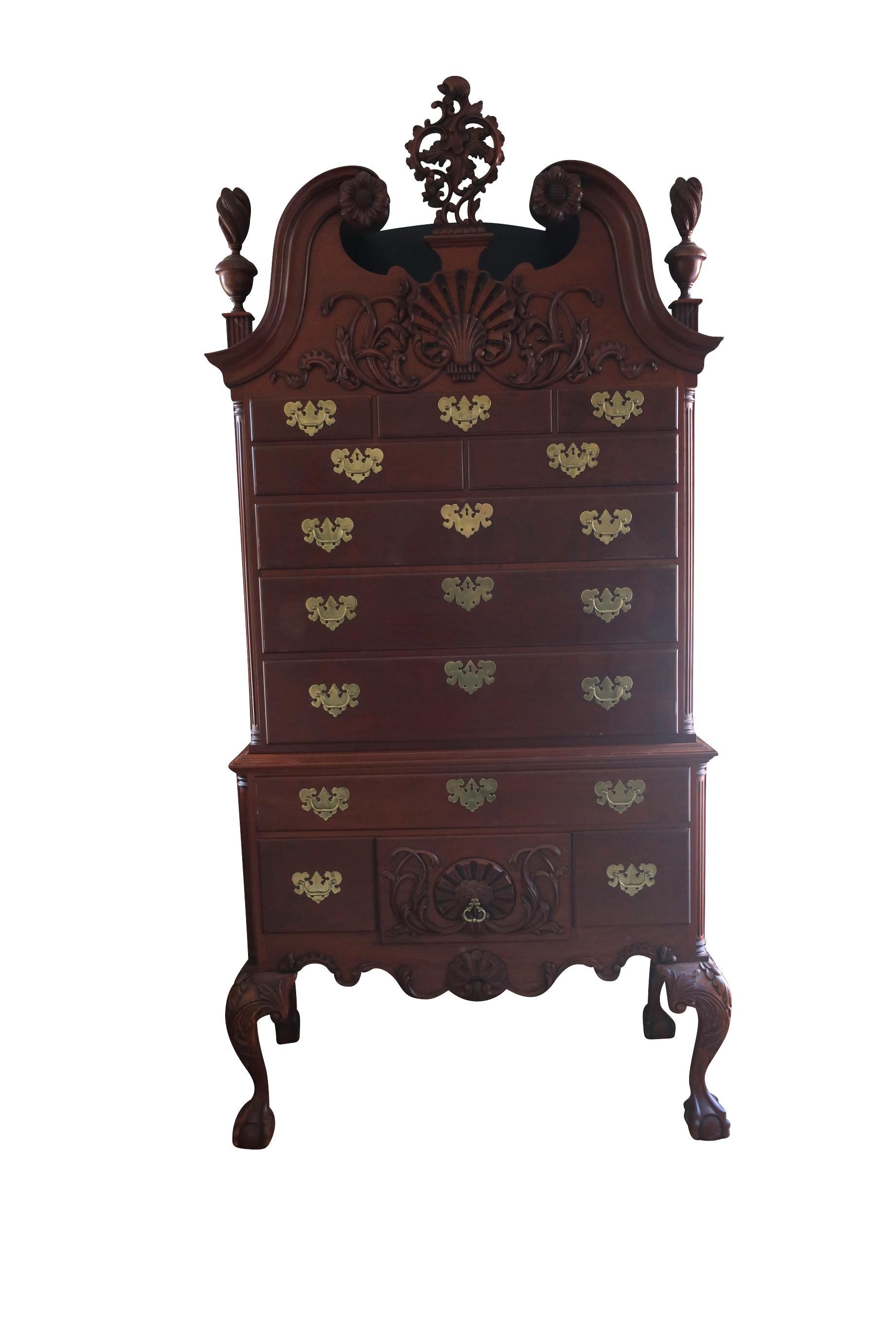 Eldred Wheeler Philadelphia Cherry Highboy with Finial  In Good Condition In Essex, MA