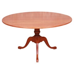 Used Eldred Wheeler Queen Anne Cherry Wood Tilt Top Pedestal Dining Table, Refinished