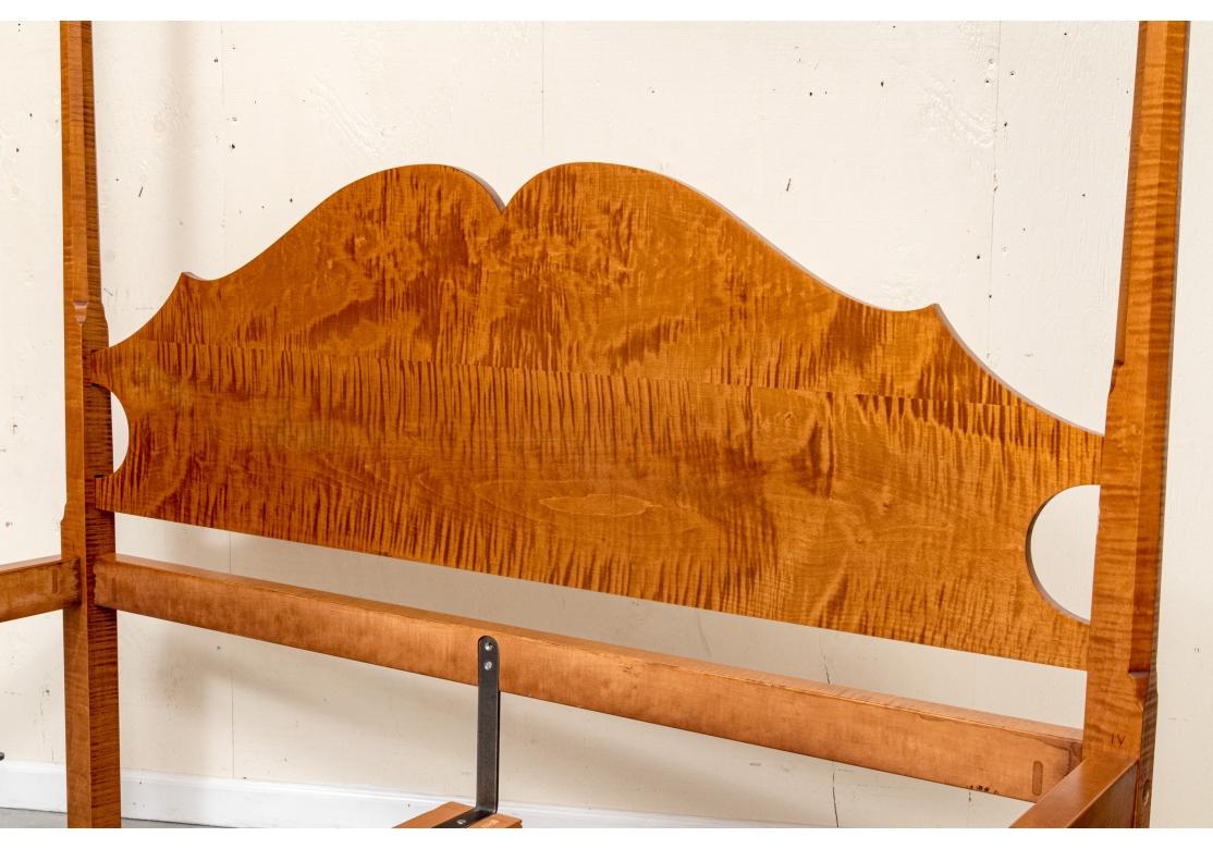 Chippendale Eldred Wheeler Tiger Maple Queen Pencil Post Canopy Bed