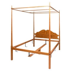 Vintage Eldred Wheeler Tiger Maple Queen Pencil Post Canopy Bed