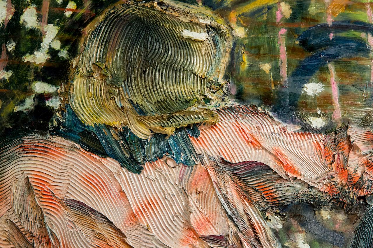 IL GATTO NERO - Quadro figurativo testuale, donna sdraiata con gatto nero 5