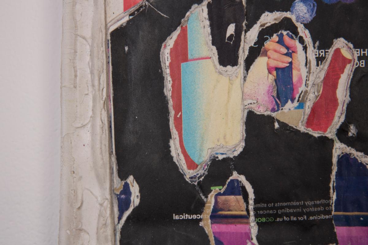 Ésta es una obra de collage de técnica mixta de Eleanor Aldrich. Realizado como parte de su serie 
