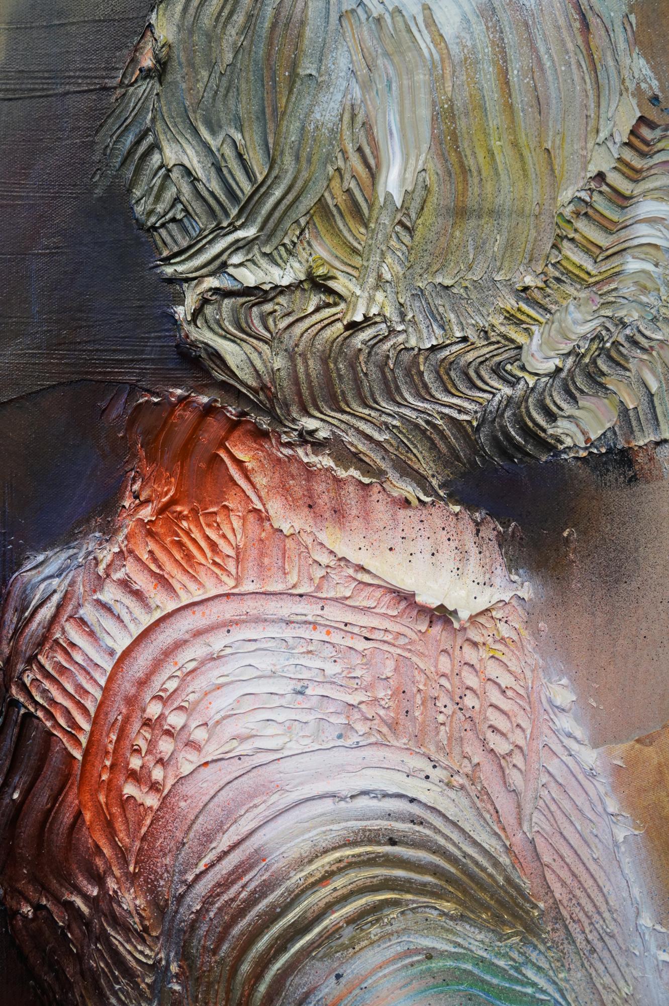EL ESPEJO AGRIETADO - óleo y esmalte y lienzo sobre lienzo- textural, figurativo 3