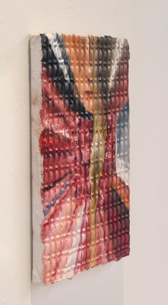 THE ROSE DRAPE - Peinture à l'huile texturée - Scène avec une fille, des roses et des rayons de couleur