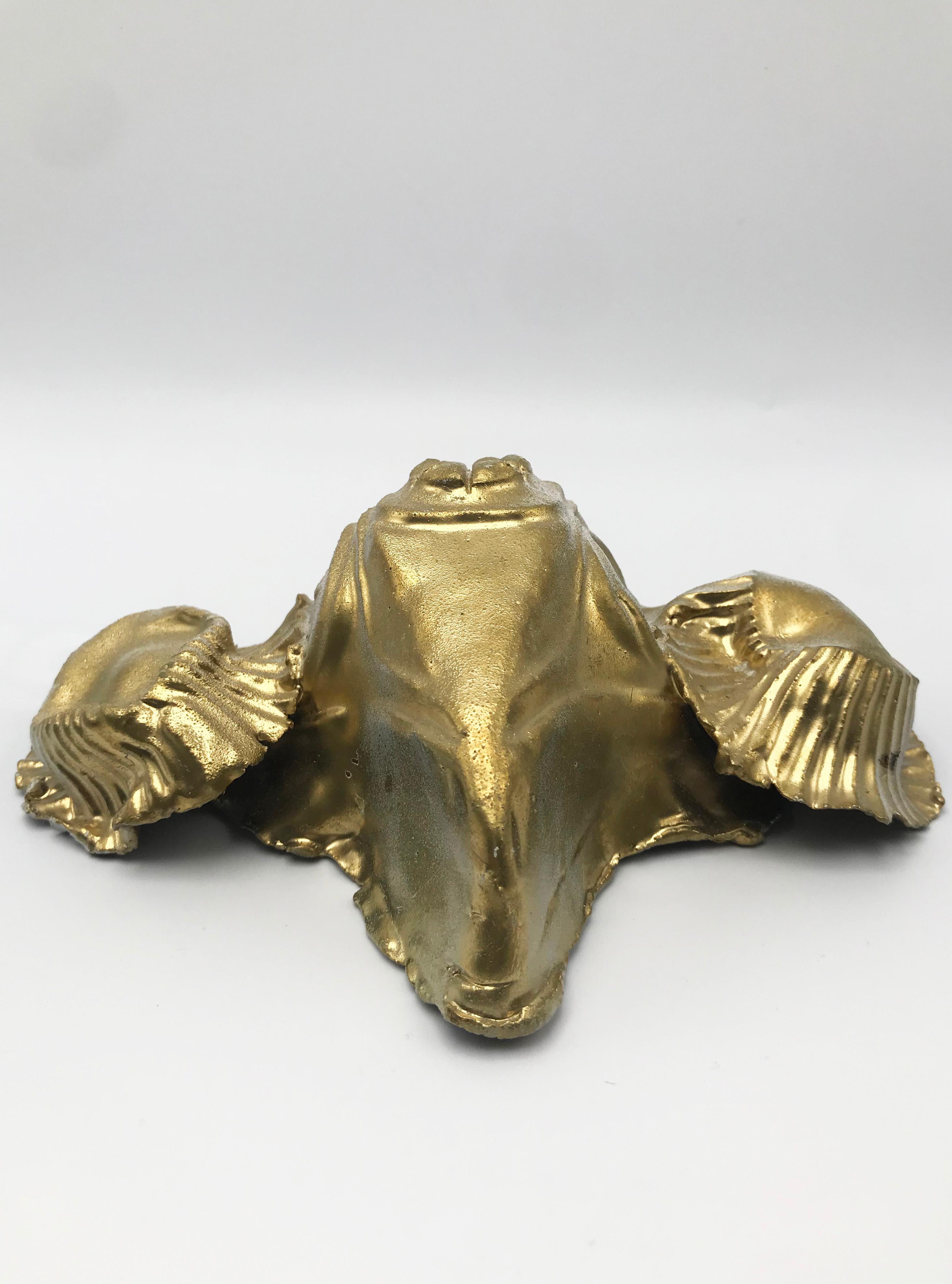 Ceramic Mask (Gold) - Eleanor Aldrich - 5.5 x 6.5 - Ceramic and Glaze, 2019  1