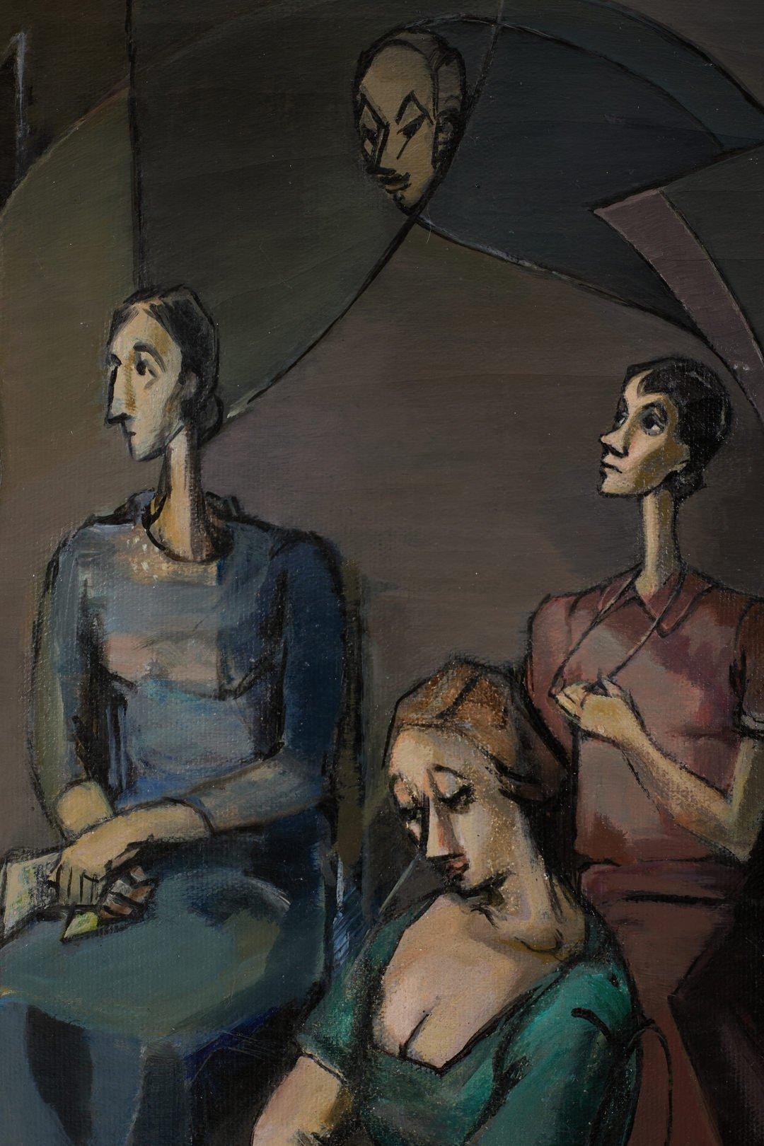 Eleanor Arnold Clark (americana, 1911-1982)
La riunione
Olio su tela
Firmato in basso a destra
25 x 29 pollici 
36 x 40 pollici, incorniciato

Eleanor Arnold Clark è nata a Pittsburgh, in Pennsylvania. 

Ha iniziato la sua carriera come pittrice