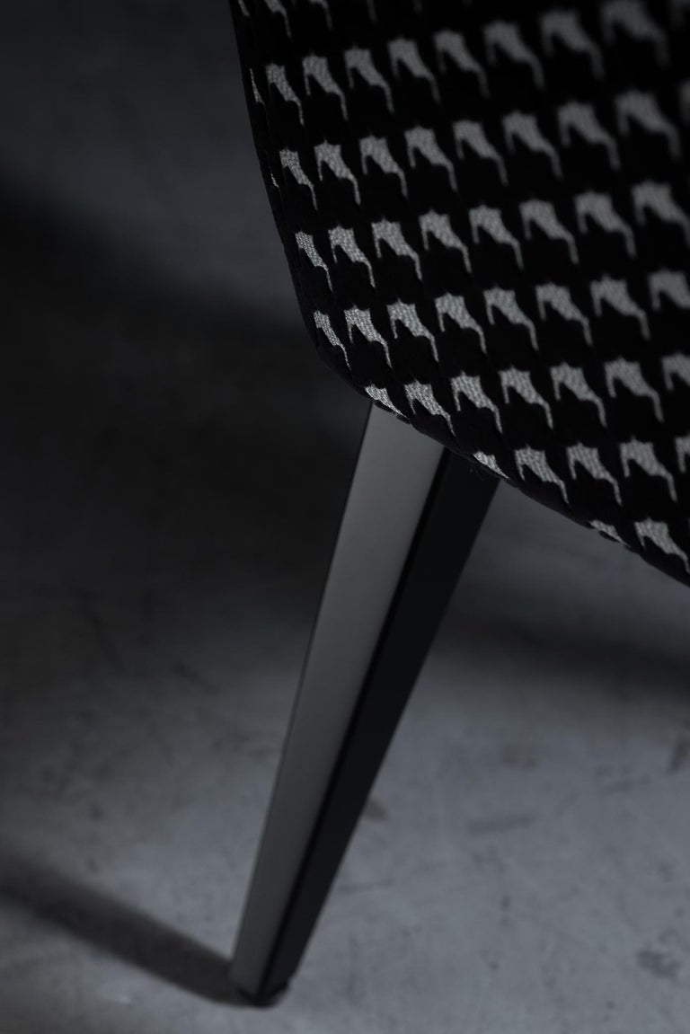 Eleanor Chair Beige Jacquard Velvet Black Pied de Poule Pattern by Greenapple For Sale 3