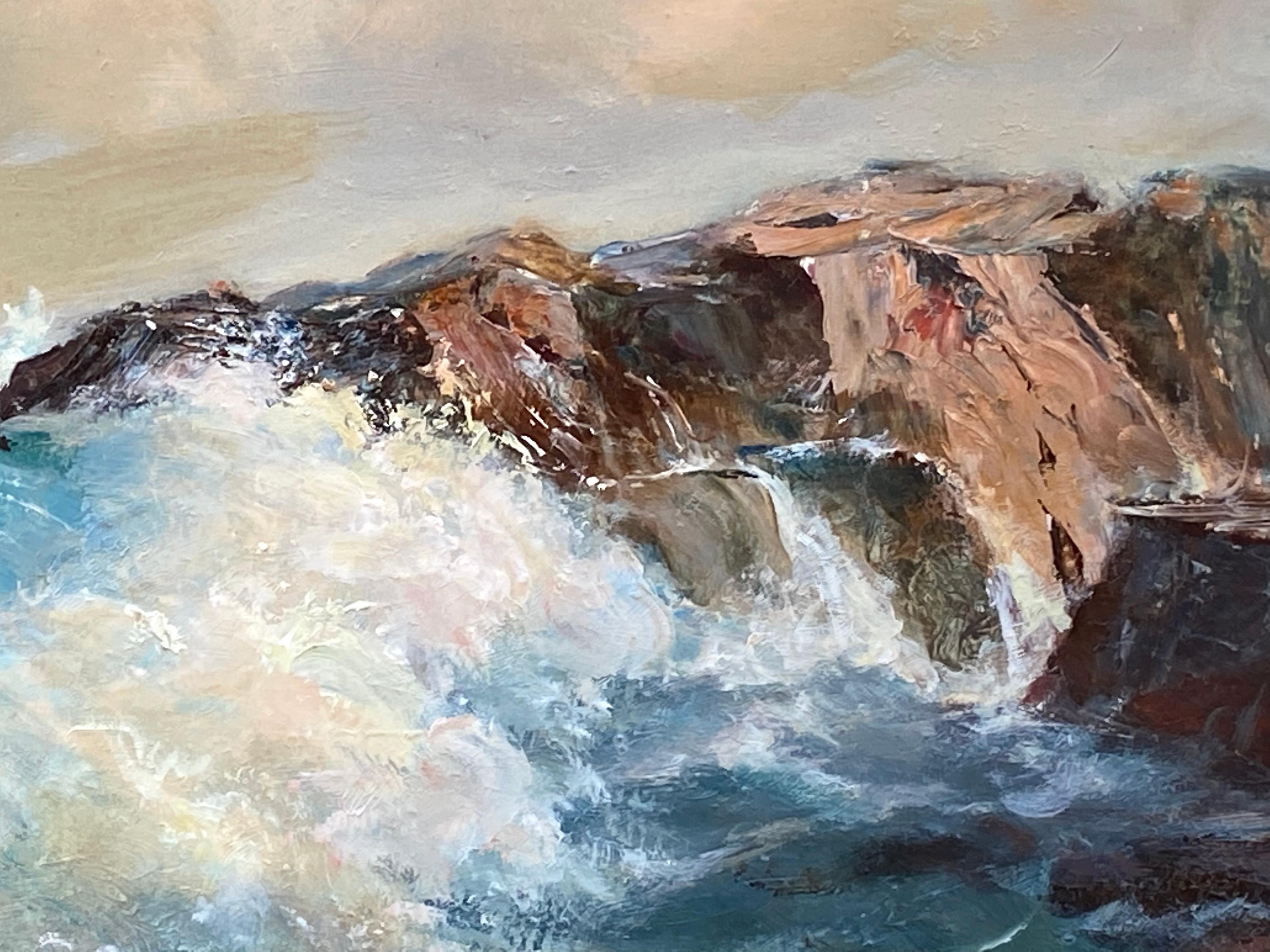 “Crashing Surf” - Post-Impressionist Painting by Eleanor Church