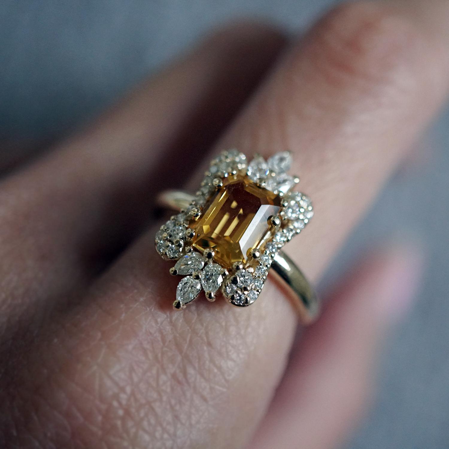 citrine and diamond engagement ring
