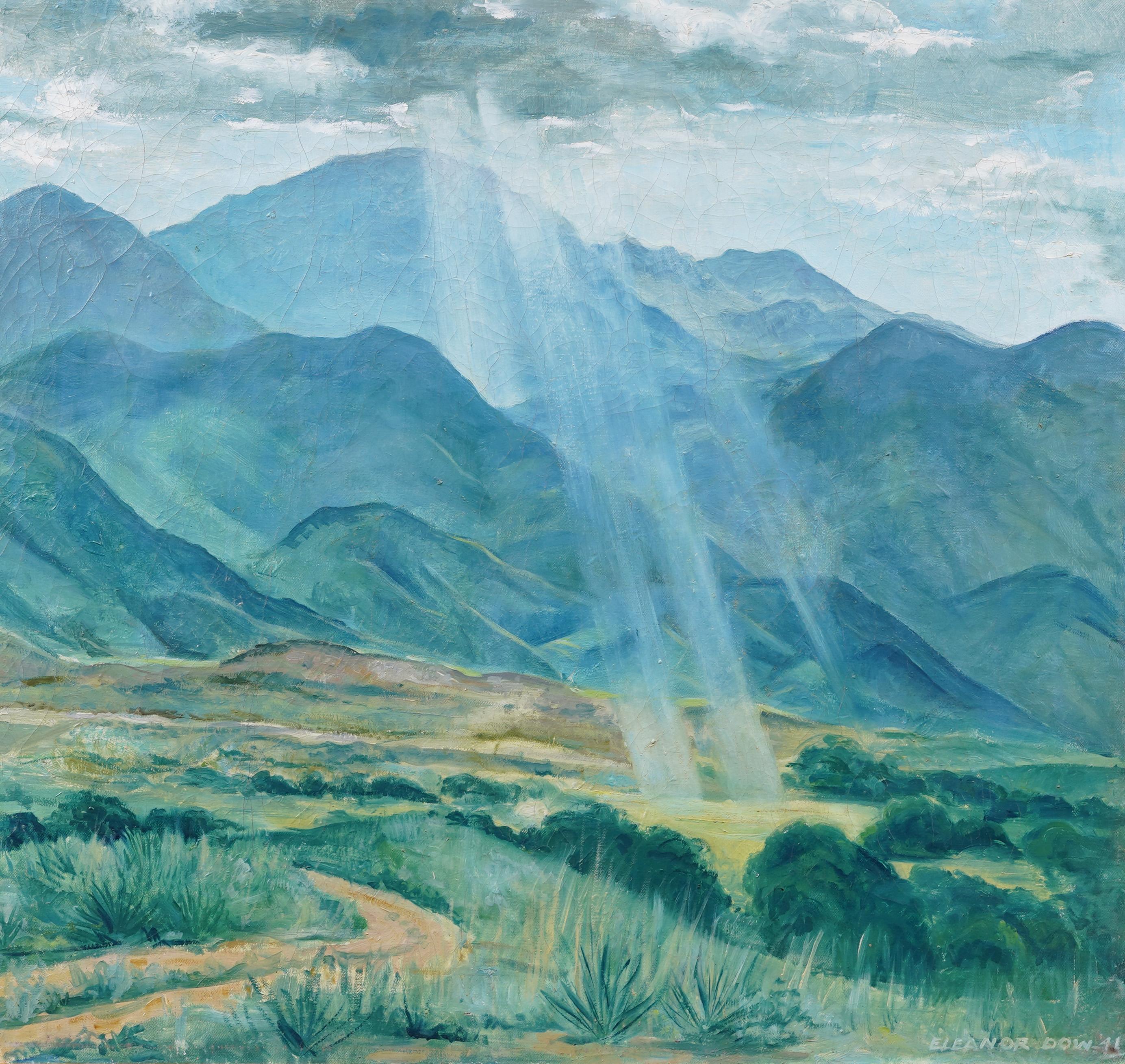 Antiguo cuadro de paisaje impresionista americano Pike's Peak Colorado Sunburst en venta 2
