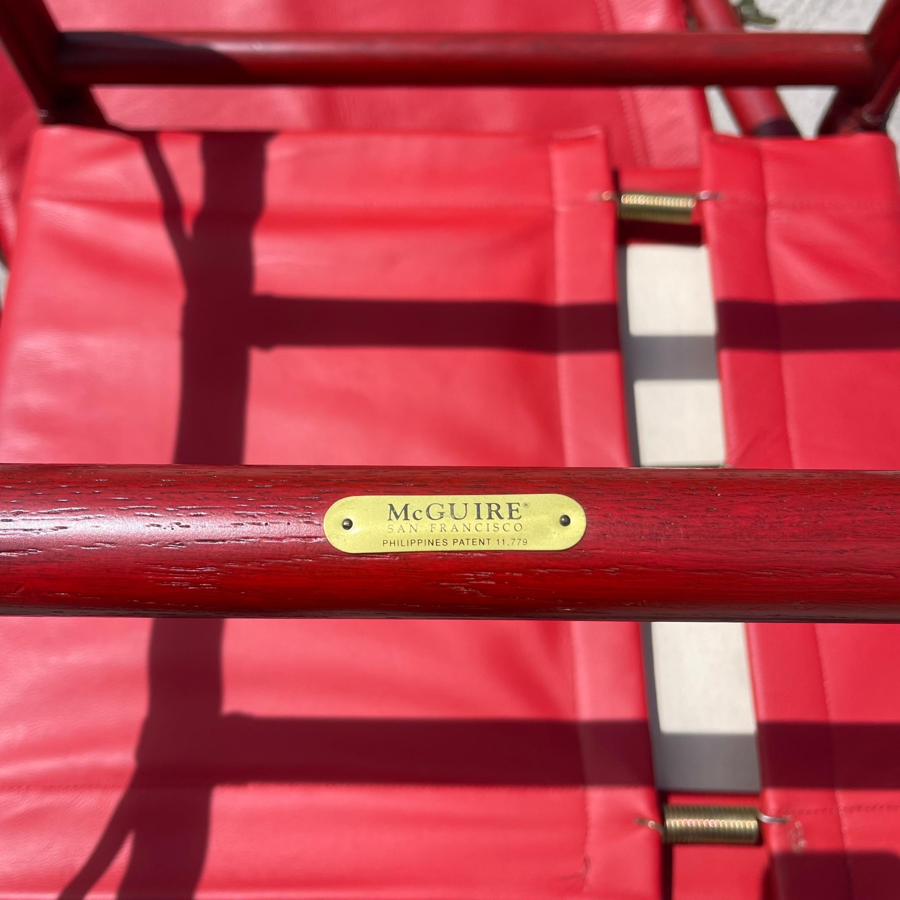 Eleanor Forbes für McGuire Roter Rattan Offiziersstuhl Campaigner Lounge Ottoman im Angebot 5
