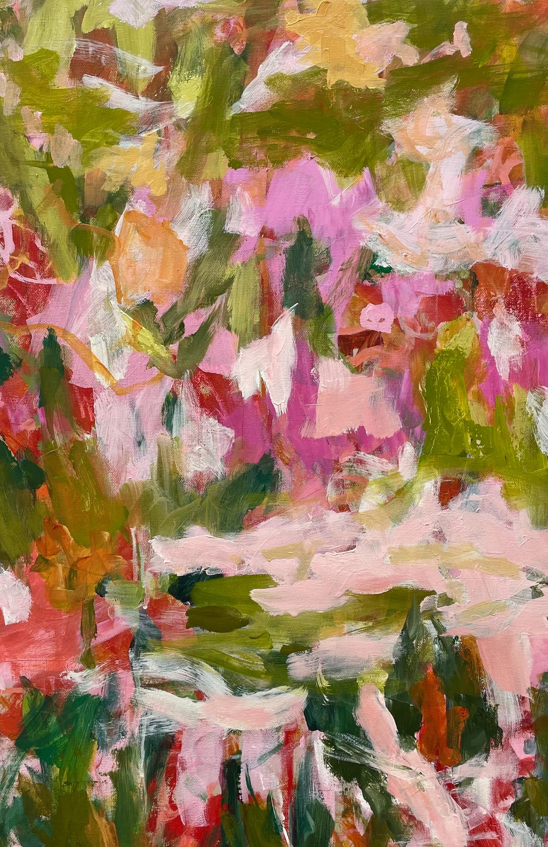 Among the Blossoms Acrylic on Canvas, Abstract  Free Shipping , Expressionism - Painting by Eleanor McCarthy