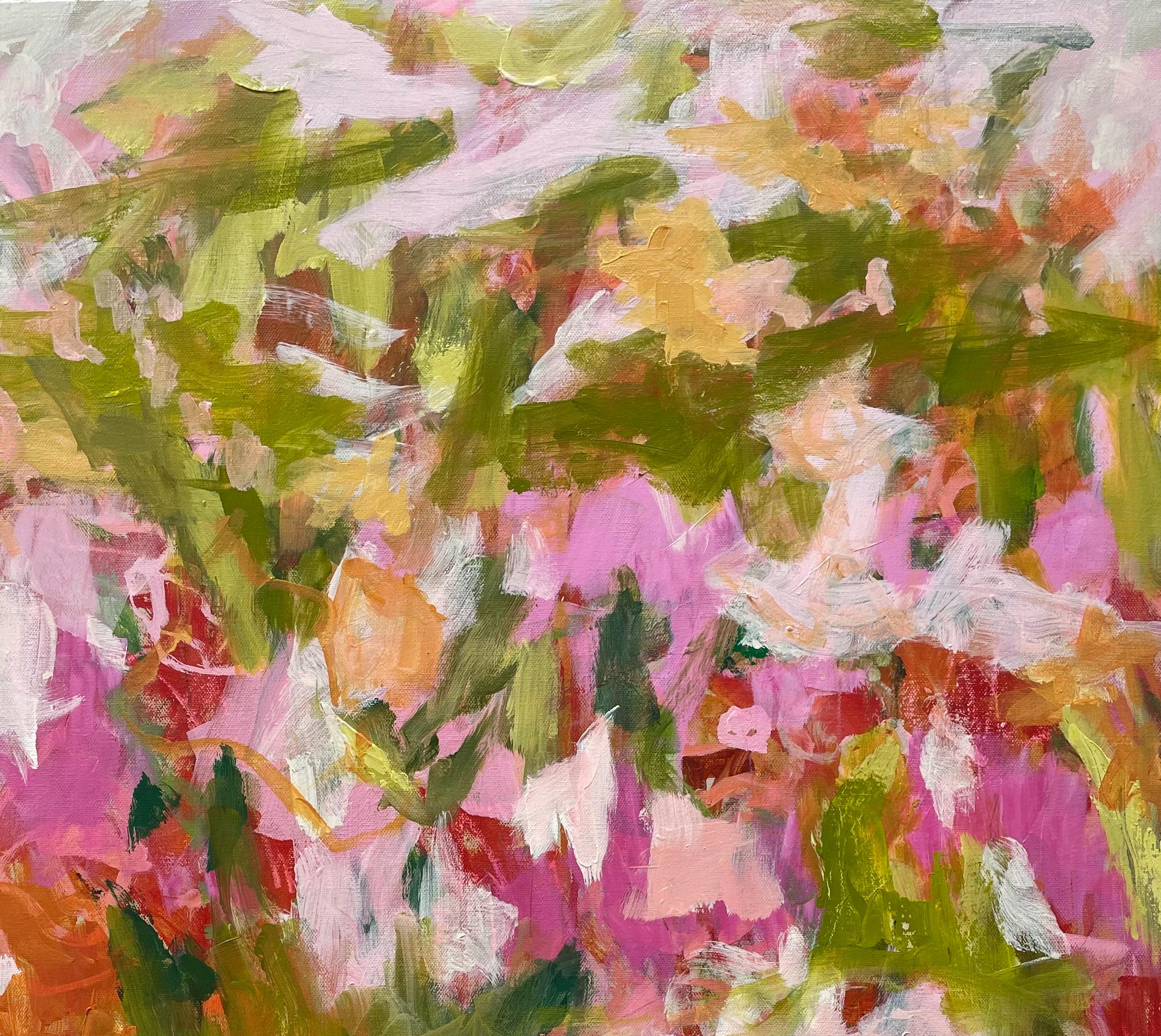 Among the Blossoms Acrylic on Canvas, Abstract  Free Shipping , Expressionism - Abstract Expressionist Painting by Eleanor McCarthy
