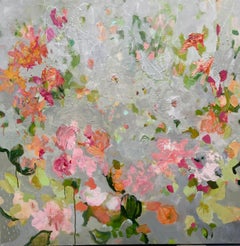 Arpeggio,  Acrylic on Canvas, Abstract Floral, Texas Artist, Pastel, 36 x 36