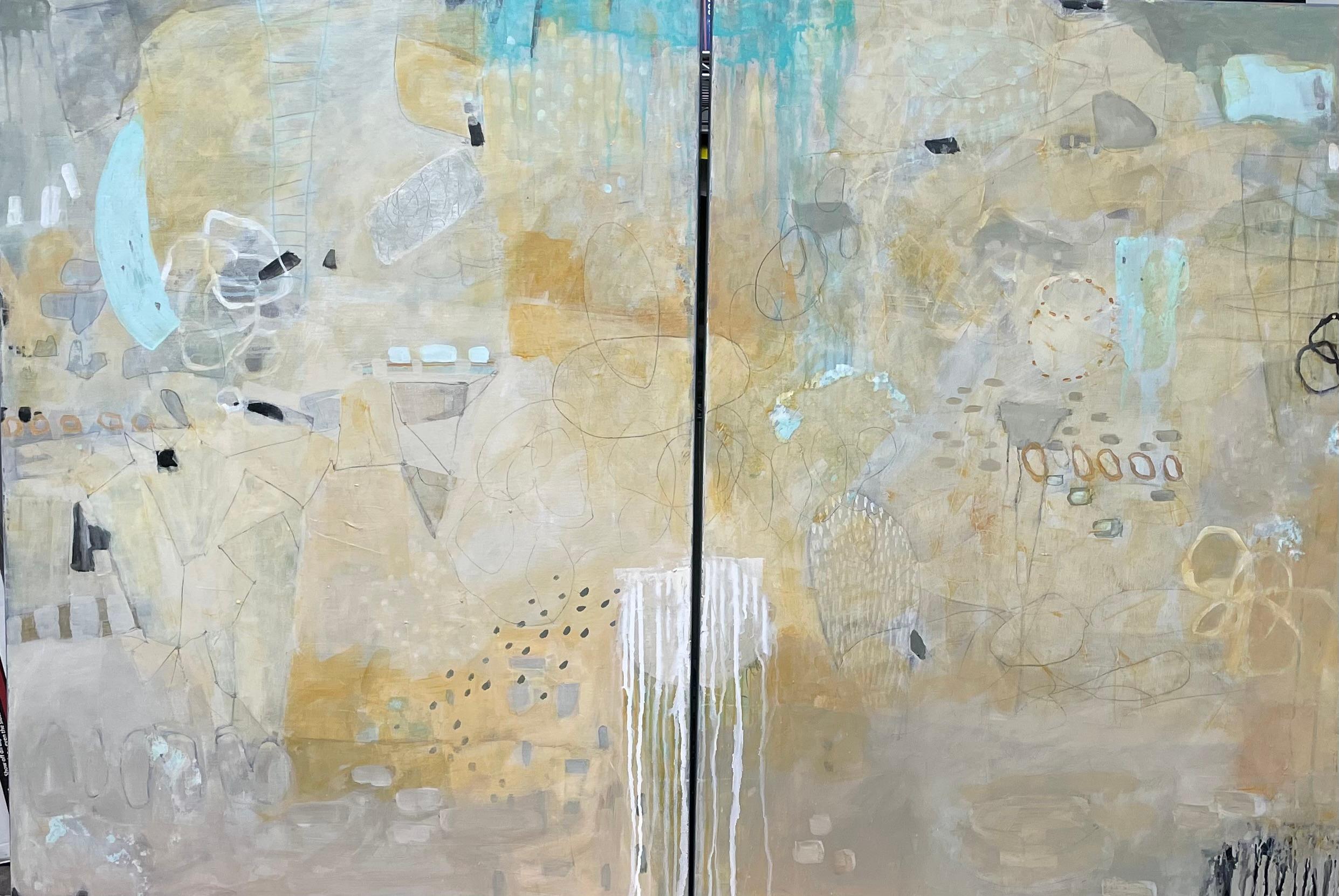 Fiori, Acrilico su tela, Paesaggio astratto, Artista texano, Colori, 36 x 36 3