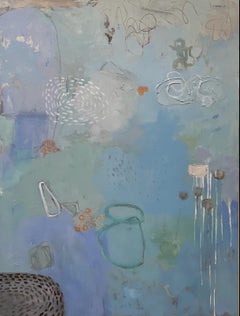 Contemplation, Acrylic on Canvas, Abstract, 48x 36, Texas Artist,  Blues, Calm