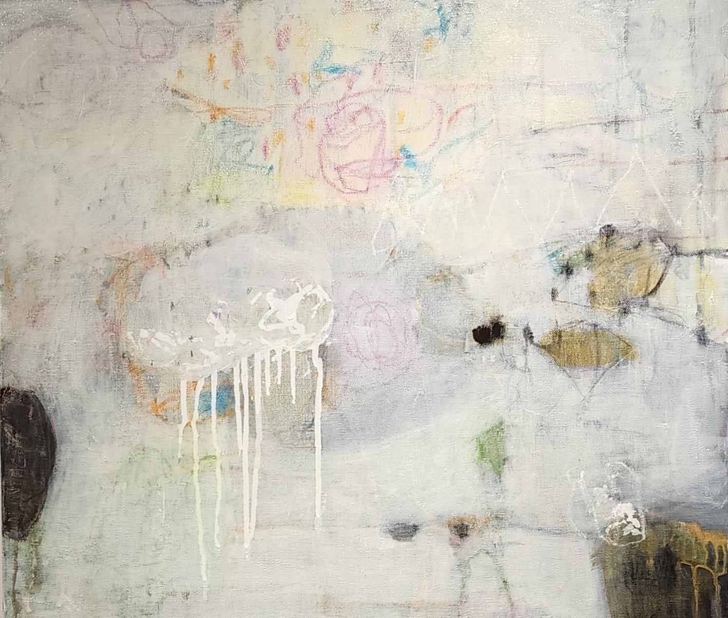 Emergence is an contemporary abstract  painting by Texan artist Eleanor McCarthy.  Eleanor McCarthy uses acrylic paints on canvas to create the soothing colors in her new contemporary paintings that were just painted in 2023.  LOOK FOR SHIPPING