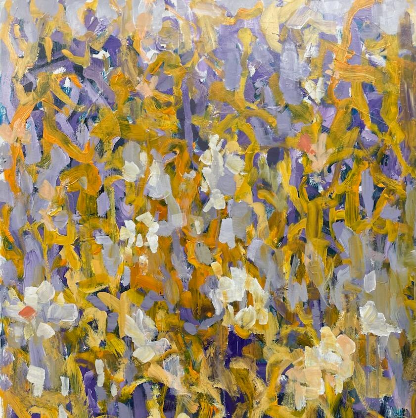 Garden Dance, Acrylic on Canvas, Abstract Floral, Free Shipping , Expressionism - Abstract Expressionist Painting by Eleanor McCarthy