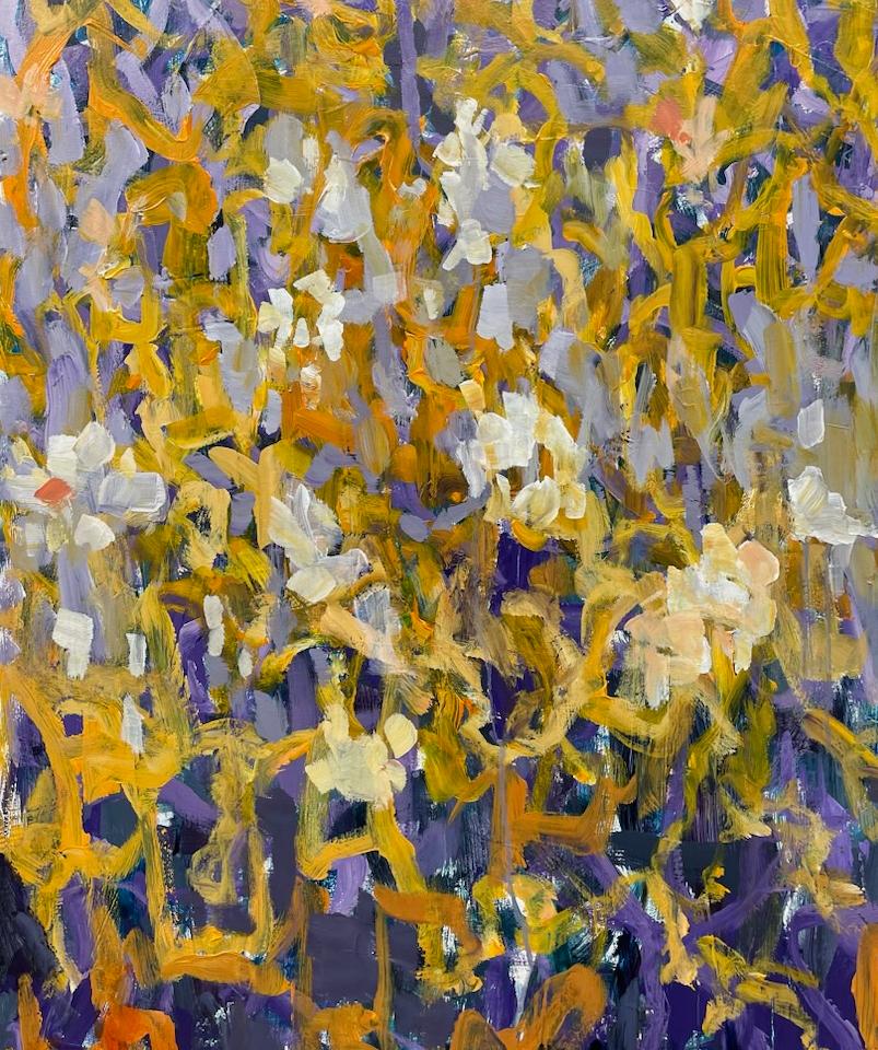 Garden Dance, Acrylic on Canvas, Abstract Floral, Free Shipping , Expressionism - Brown Abstract Painting by Eleanor McCarthy