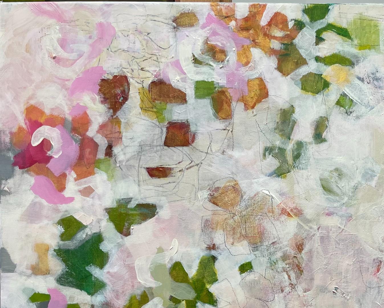In Bloom ist ein zeitgenössisches, abstraktes Blumengemälde der texanischen Künstlerin Eleanor McCarthy.  Eleanor McCarthy verwendet  mischtechniken und Acrylfarben auf Leinwand, um die beruhigenden Farben ihrer neuen zeitgenössischen Gemälde zu