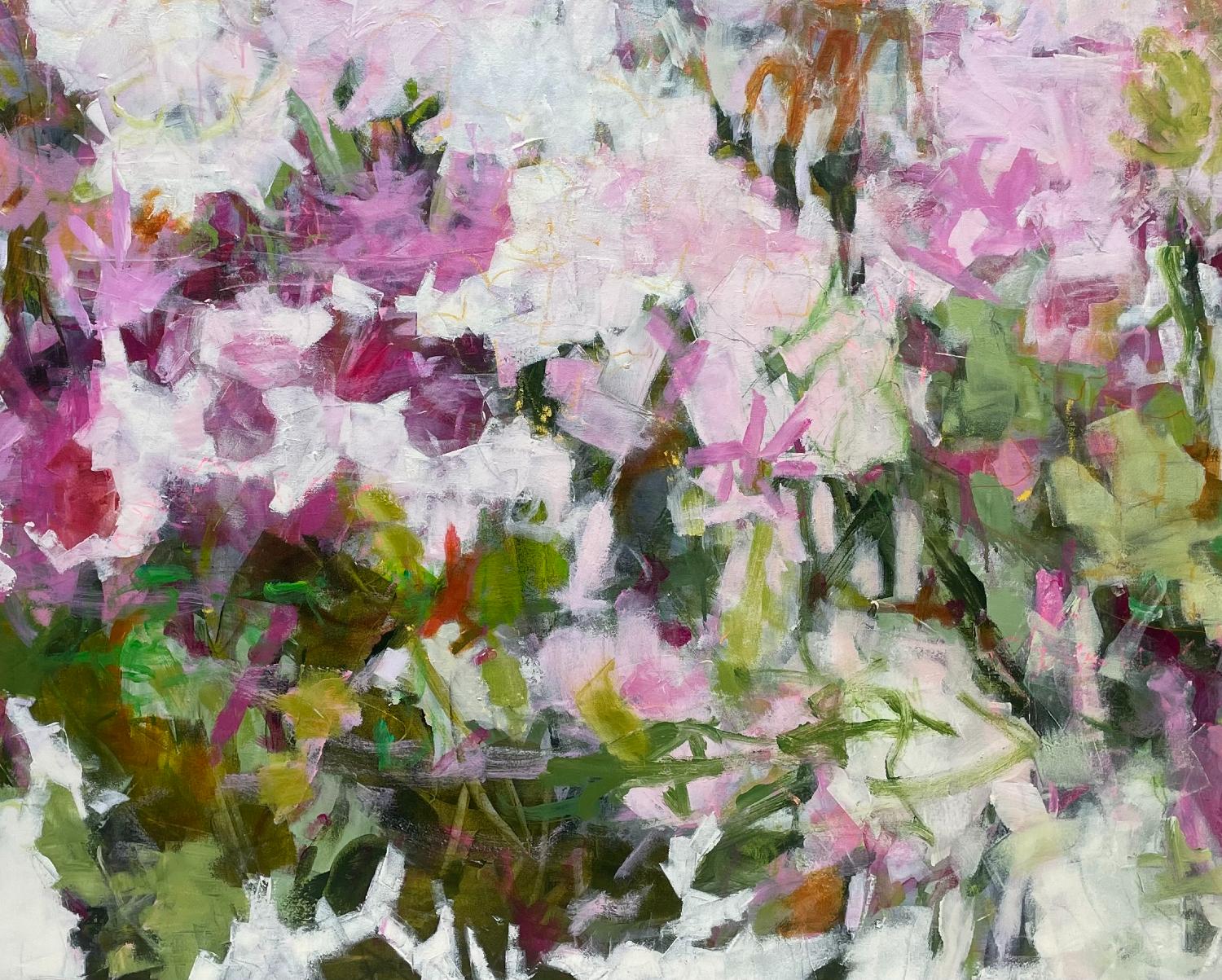 LINGERING IN THE GARDEN Acrylic on Canvas, Abstract ,  Contemporary ,  48 x 60 For Sale 1