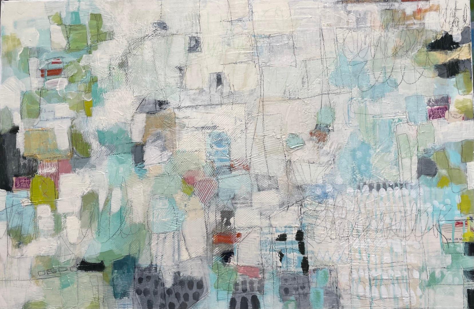 Love Letters I, Mixed Media, Acrylic, Abstract, 24x36, Variety of Colors, - Gray Abstract Painting by Eleanor McCarthy